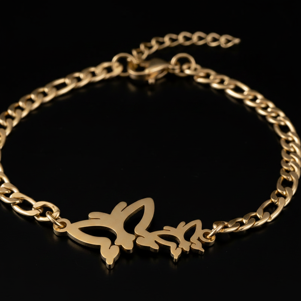 Gold butterfly bracelet detail